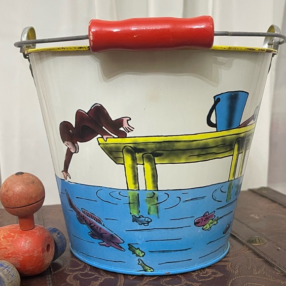 Schylling Curious George Other - Vintage Curious George Tin Bucket
